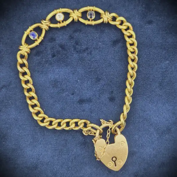 Date 1904! 15ct Gold Sapphire & Diamond Bracelet