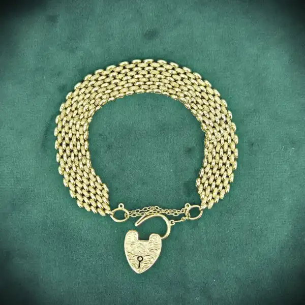 Date 1906! Antique 15ct Yellow Gold Gate Bracelet