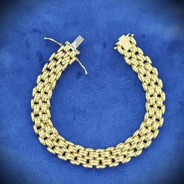 9ct Yellow Gold Fancy Panther Link Bracelet