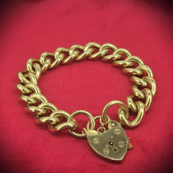 Vintage Solid Yellow Gold Charm Bracelet - 75grams