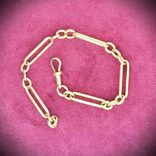 9ct Yellow Gold Paperclip Figaro Bracelet
