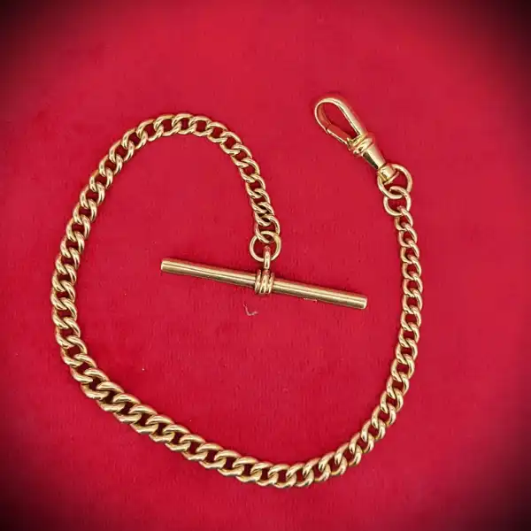 Antique Rose Gold Albert Bracelet with T-Bar