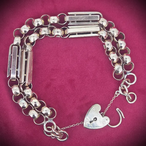 Fancy Antique Yellow Gold Bracelet with Padlock