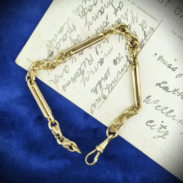 9ct Yellow Gold Fetter Link Albert Bracelet