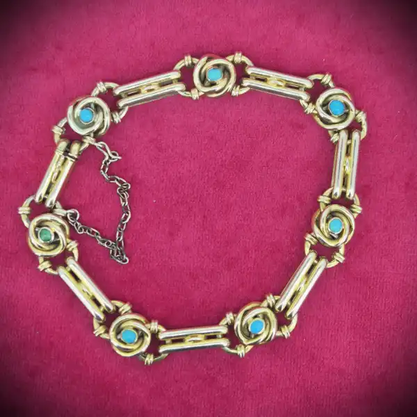 Antique Yellow Gold Turquoise Bracelet