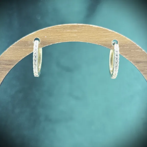 12mm 9ct Yellow Gold CZ Huggie Earrings 