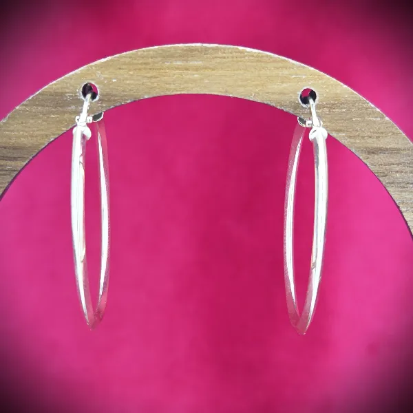9ct Oval Hoop Earrings - 30mm