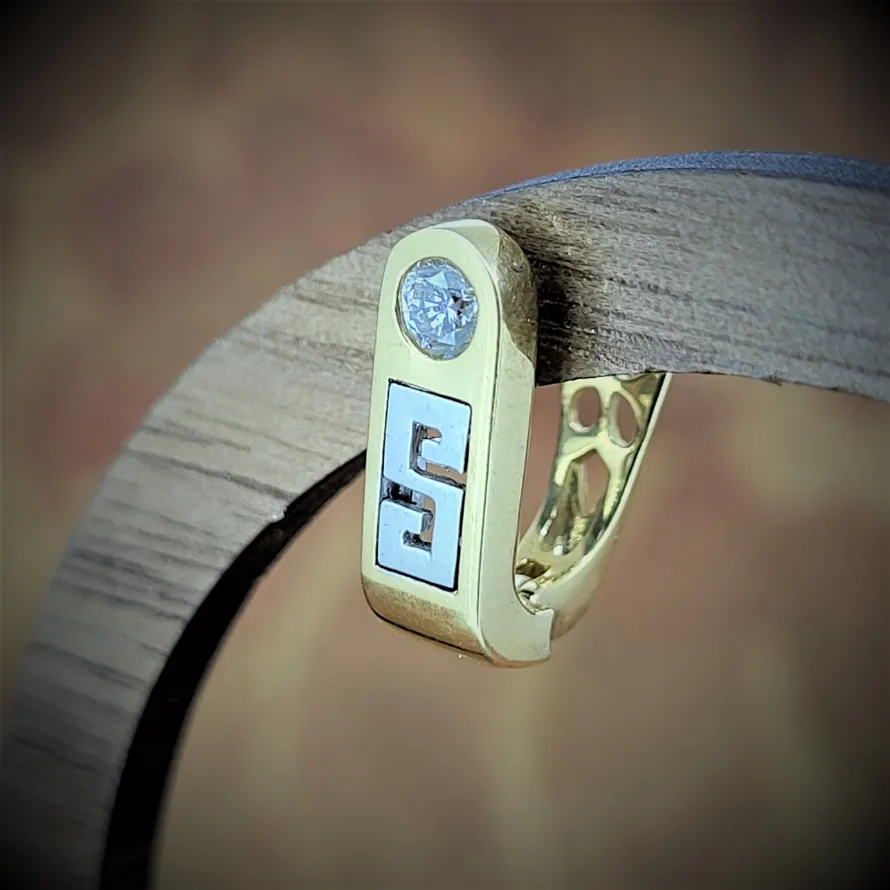 Gold & Diamond Greek Style Earrings