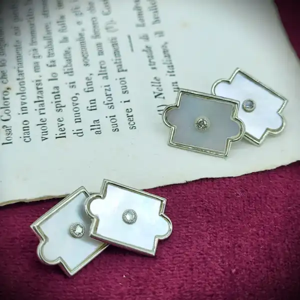 18ct Gold Mother of Pearl and Diamond Cufflinks