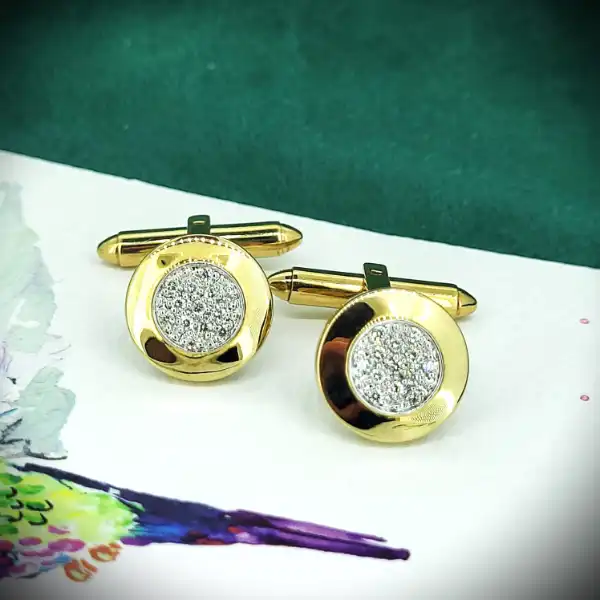 9ct Gold and Diamond Target Cufflinks
