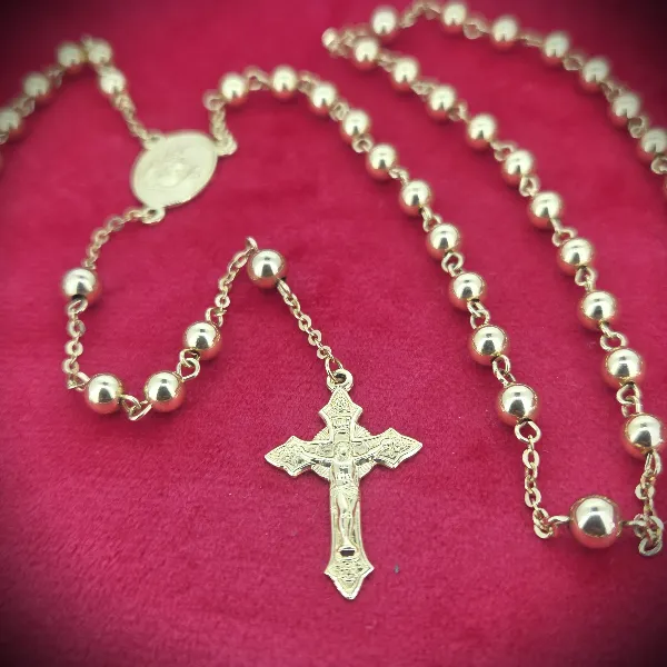 18ct Yellow Gold Rosary Bead Necklace