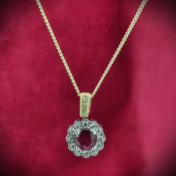 18ct Gold Ruby & Diamond Pendant