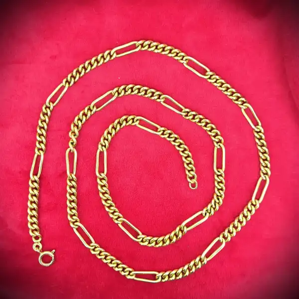 Hollow 9ct Yellow Gold Figaro Style  28" Necklace