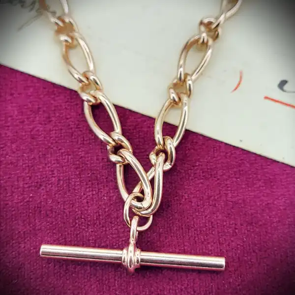 9ct Rose Gold Twisted Fancy Link Albert Chain