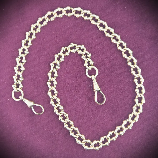 9ct Rose Gold Fancy Link Albert Chain