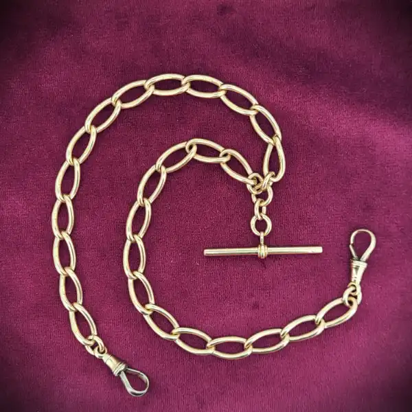 Antique Open Link Rose Gold Albert Chain