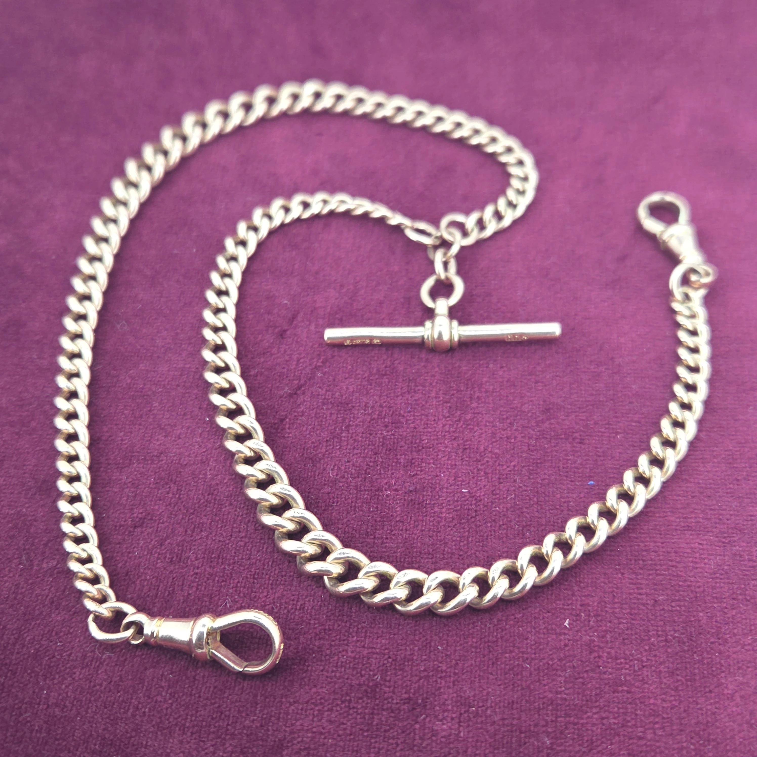 Antique 9ct Rose Gold Albert Necklace with T-Bar