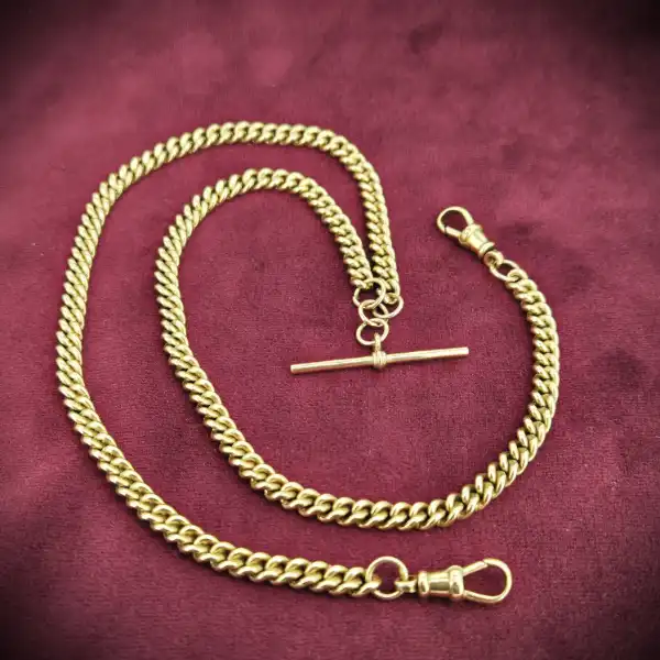 Antique 20" Rose Gold Albert Chain T-Bar