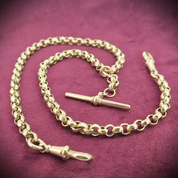 9ct Rose Gold Antique Belcher Chain with T-Bar
