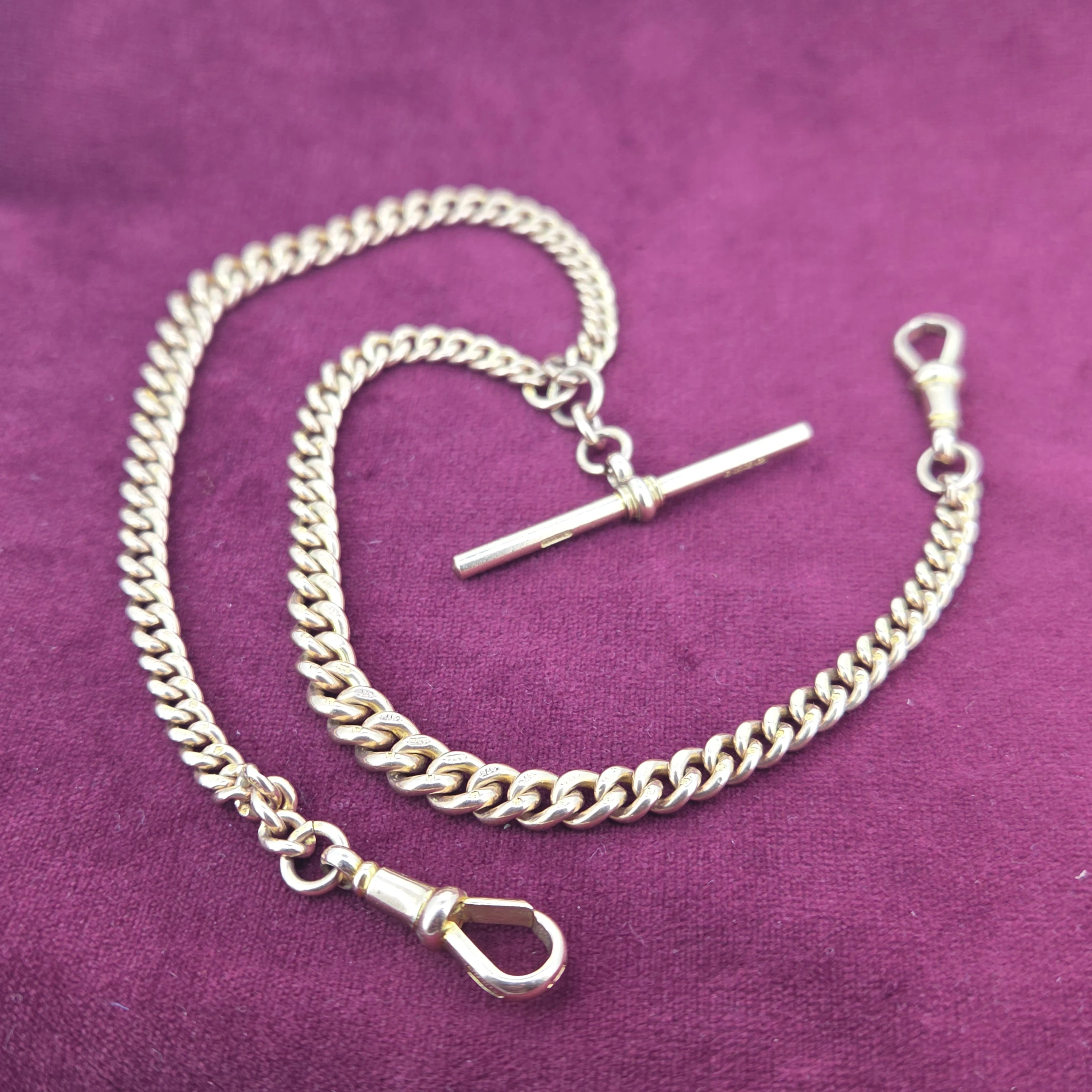 Antique Rose Gold Albert Necklace with T-Bar