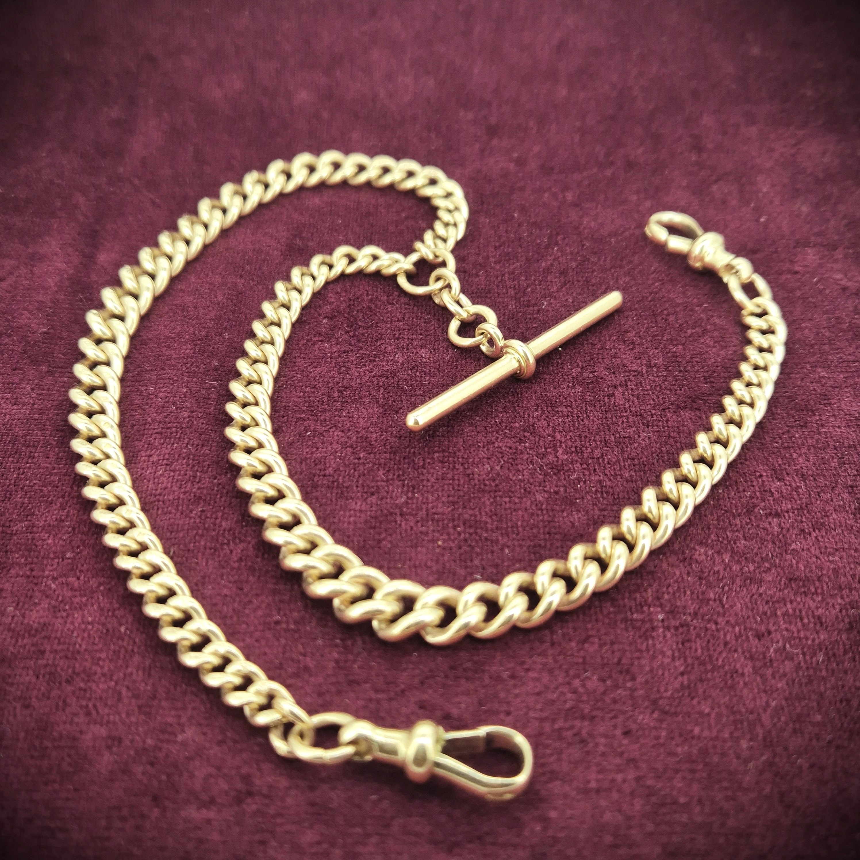 Beautiful 9ct Rose Gold Antique Albert Chain