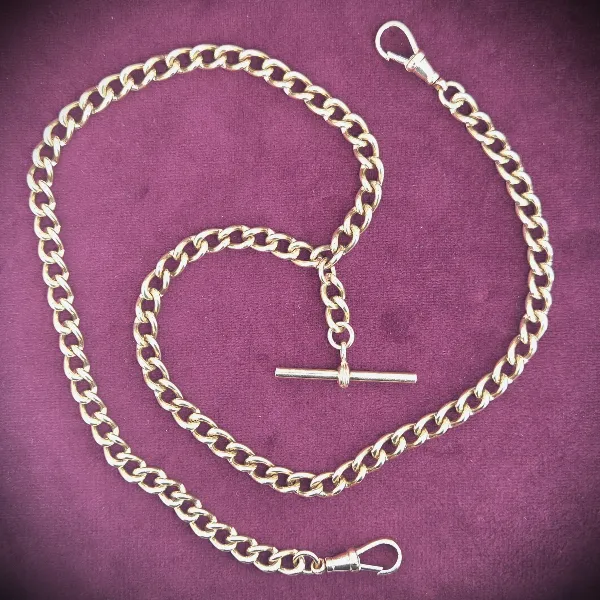 Vintage 9ct Rose Gold Double Swivel Albert Chain