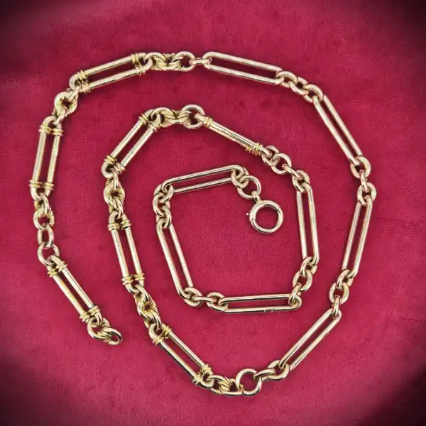 Date 1894! Gorgeous 9ct Rose Gold Fetter Link Chain