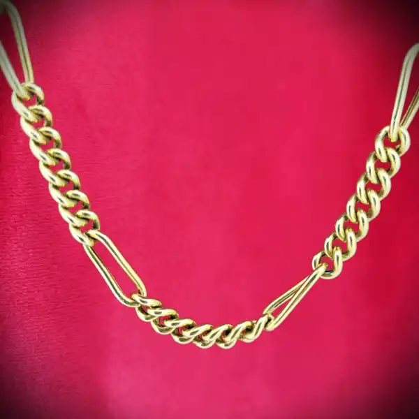 Hollow 9ct Yellow Gold Figaro Style 24 Inch Necklace