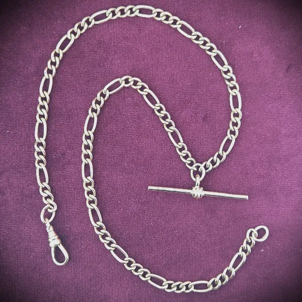 Vintage Rose Gold Figaro Necklace with T-Bar