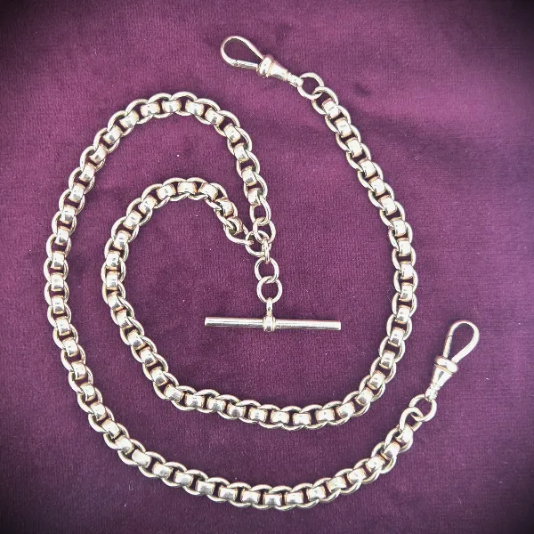 Vintage Rose Gold Rollerball Necklace with T-Bar