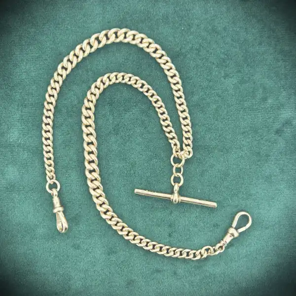 Date 1900! Rose Gold Antique Albert Chain with Necklace