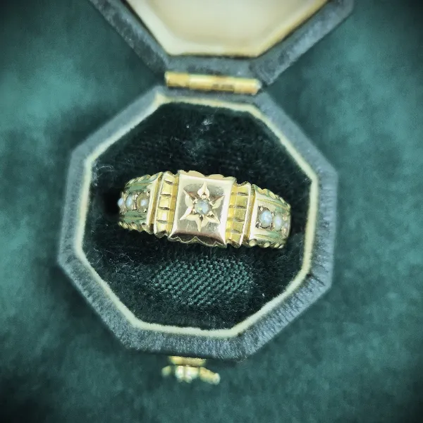 Date 1895! 15ct Seed Pearl Ring with Chester Hallmark
