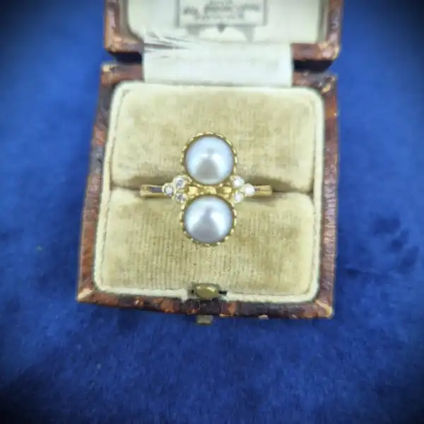 9ct Yellow Gold Cultured Pearl and Diamond Ring