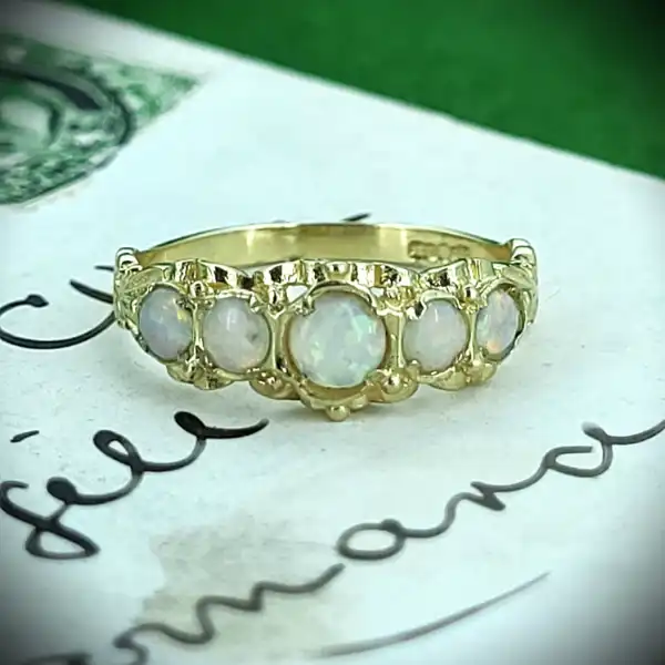 9ct Yellow Gold Opal Five Stone Ring