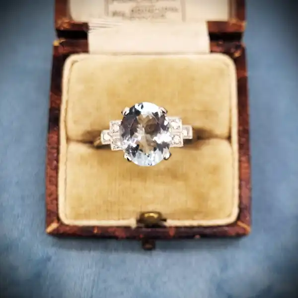 3ct+ Aquamarine & Diamond Ring in 18ct Yellow Gold