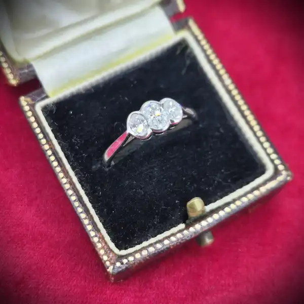 18ct White Gold Oval Three Stone Diamond Ring
