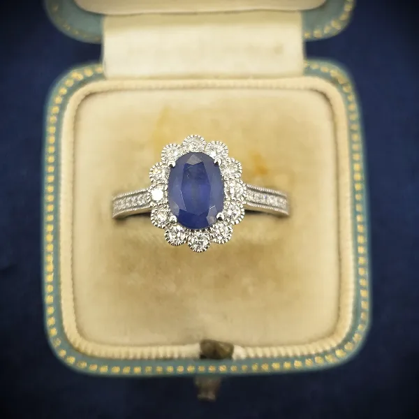 Diamond and Sapphire Ring in 18ct White Gold