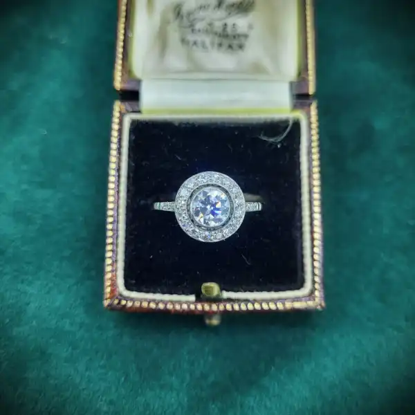 Antique Old European Cut Diamond Ring with Halo Setting