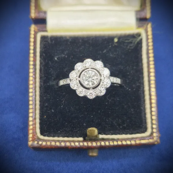 Platinum Cluster Daisy Ring