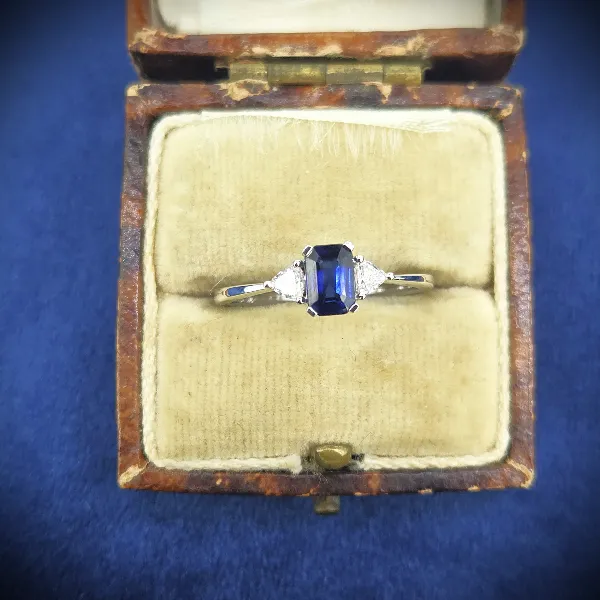 Sapphire and Diamond Trilogy Ring in 18ct White Gold