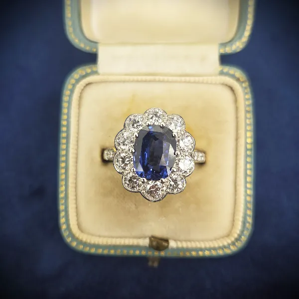 Victorian Sapphire and Diamond Cluster Ring