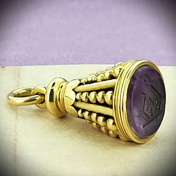 9ct Amethyst Seal Watch Fob