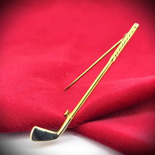 Vintage 9ct Gold Golf Brooch